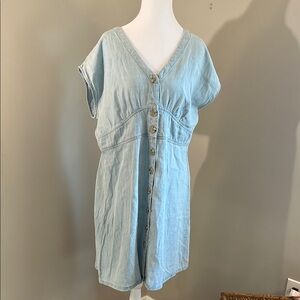 Loft Light Blue Denim Button-Down Dress, Sz 14